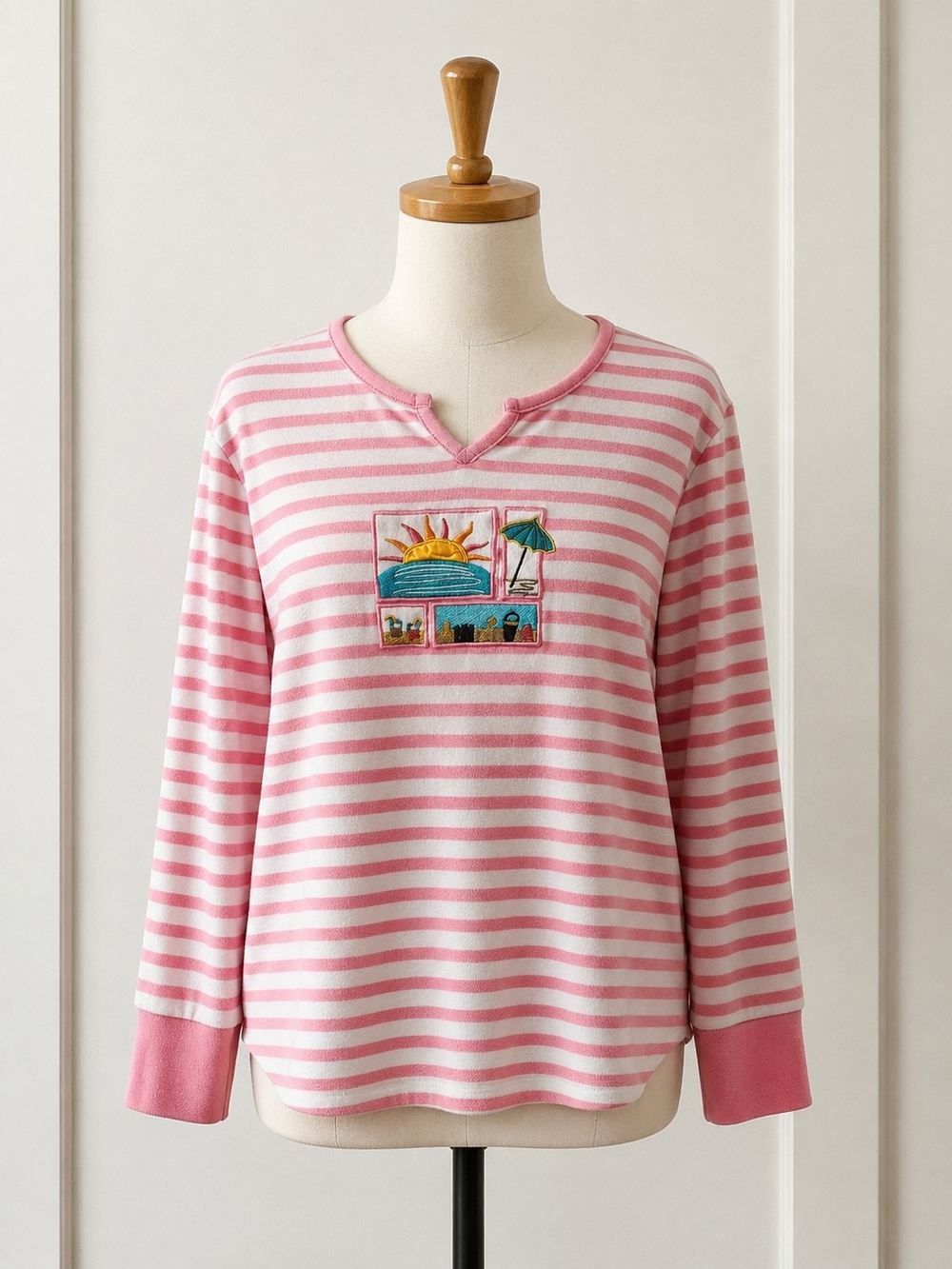 breckenridge Pink and White Striped Petite Top